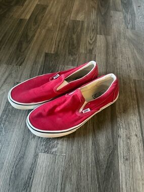 Vans Red Slip-On Canvas Loafers